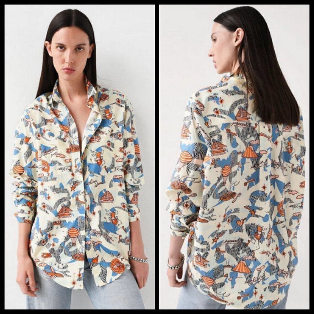 💕CHUFY x ANDRE SARAIVA💕 Salina Organic Cotton Button-Up Shirt ~ Medium